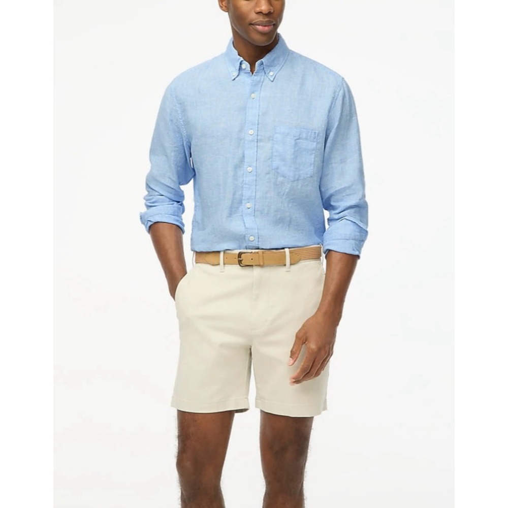 J. Crew Classic Linen-blend Shirt Light Sky White Blue